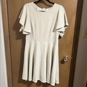 Elegant Cream Mini Dress with Ruffle Sleeves